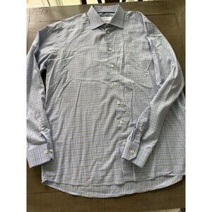 Eton Contemporary Men’s Dress Shirt 46/18 XXL Plaid  Long Sleeve Button Up